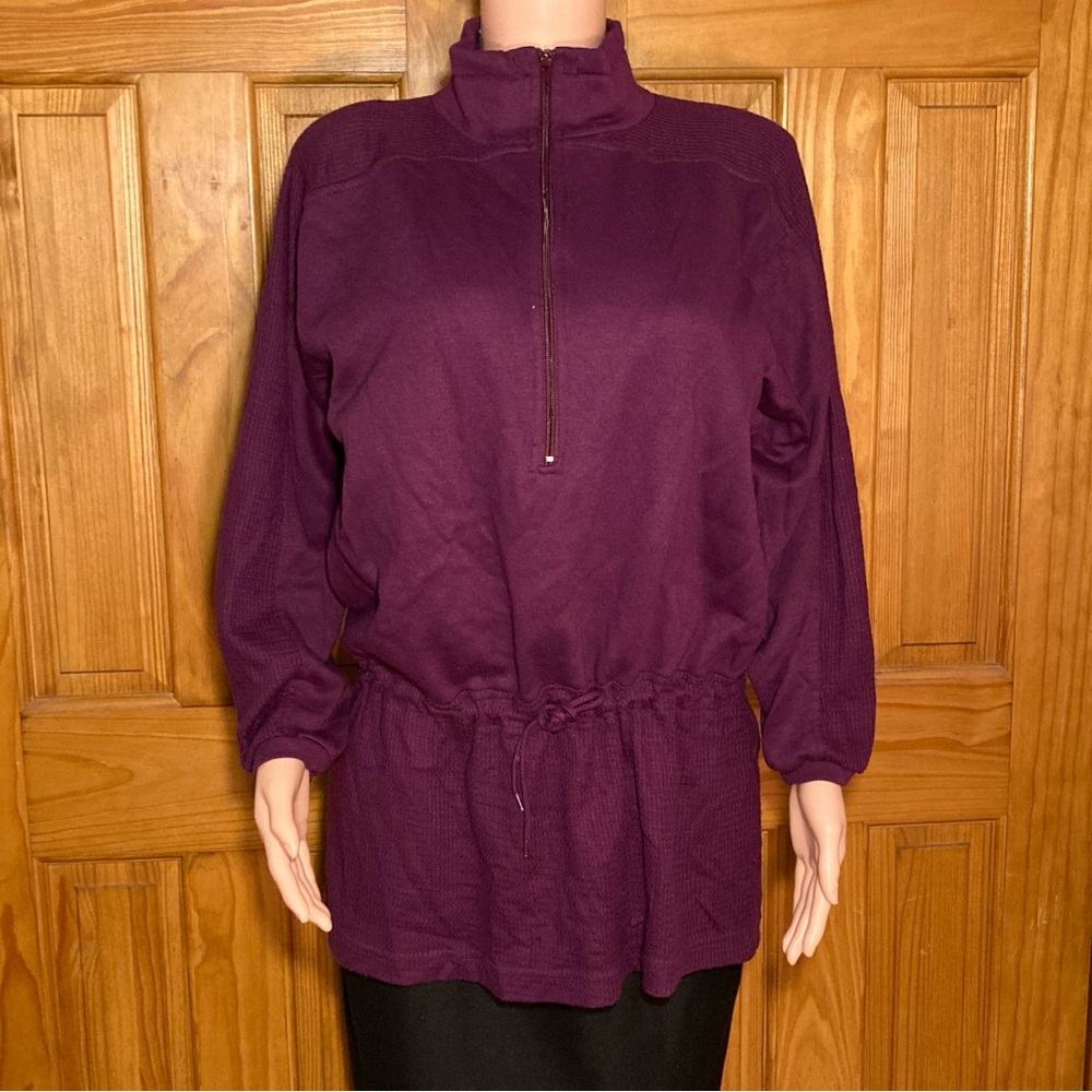 NWOT Sporting Club Vintage 80s 90s Top 1/4 Zip Long Sleeve Purple Size M Medium